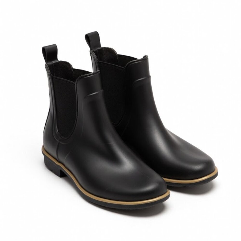 Kate Spade Giana Chelsea Rain Boots Black Gold Size 6/7